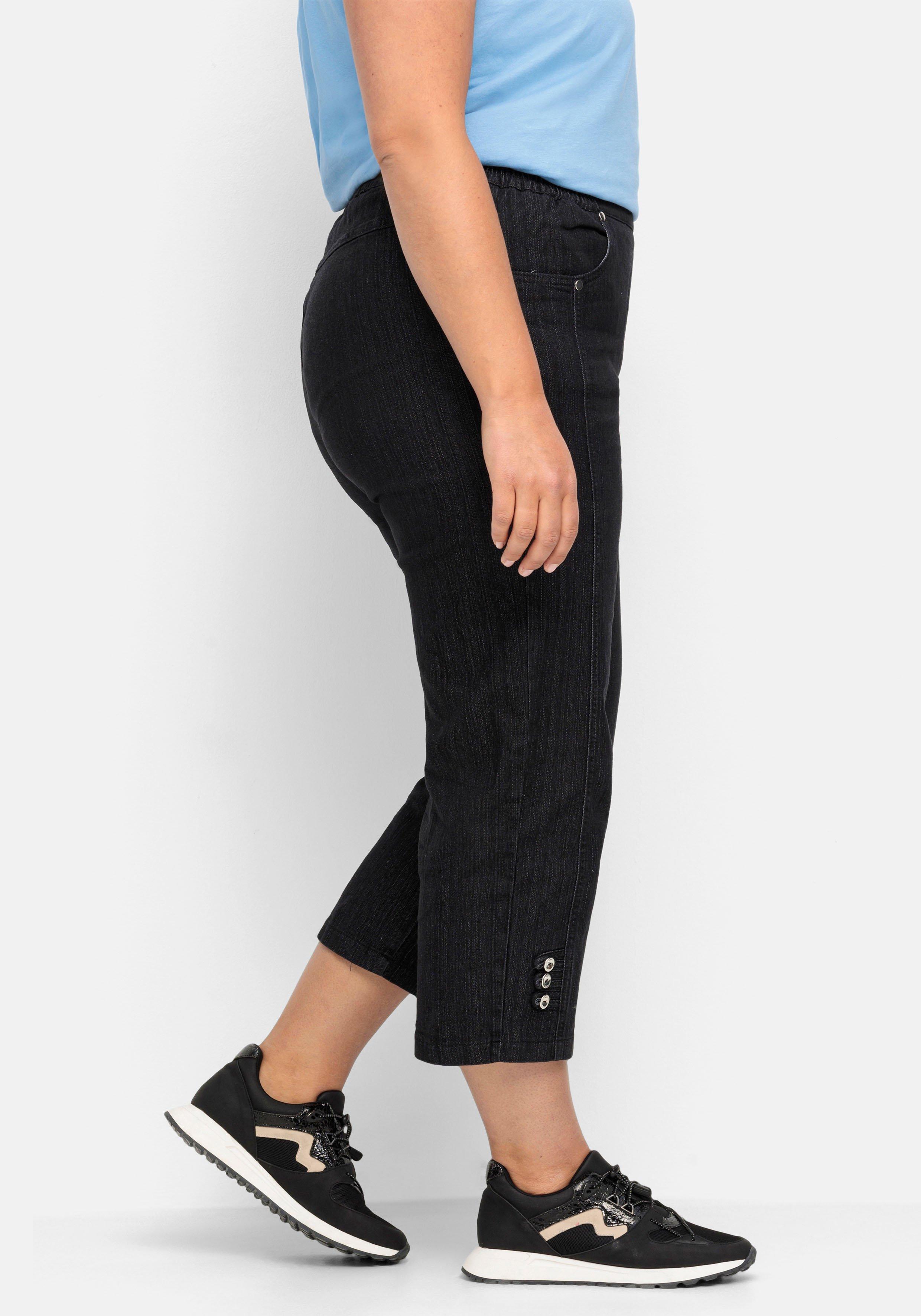 7/8-Jeans mit Zierknöpfen am Saum