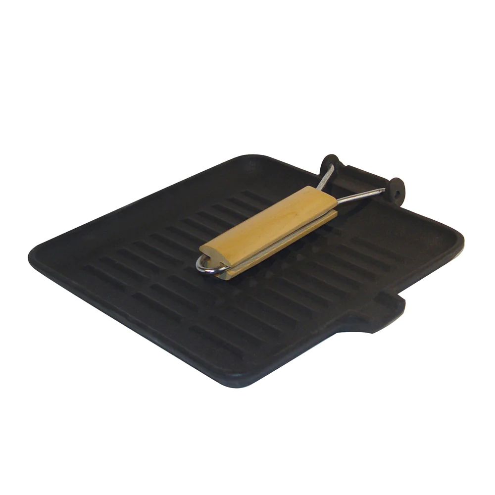 Grill carré fonte 24 x 24 cm - manche rétractable Baumalu