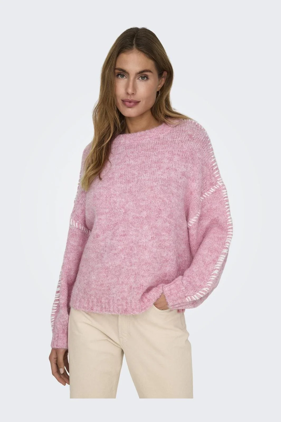 JDY Jdyzoey Life L/S On Stitch Pull Knt 15336758 4743312 lilac sachet w birch stitch
