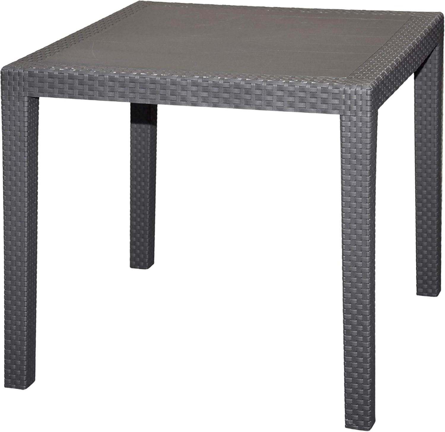 Spetebo Garten Tisch Rattan in anthrazit - 79x79x72 cm - Kunststoff Gartentisch Balkontisch Rattantisch NB9529983