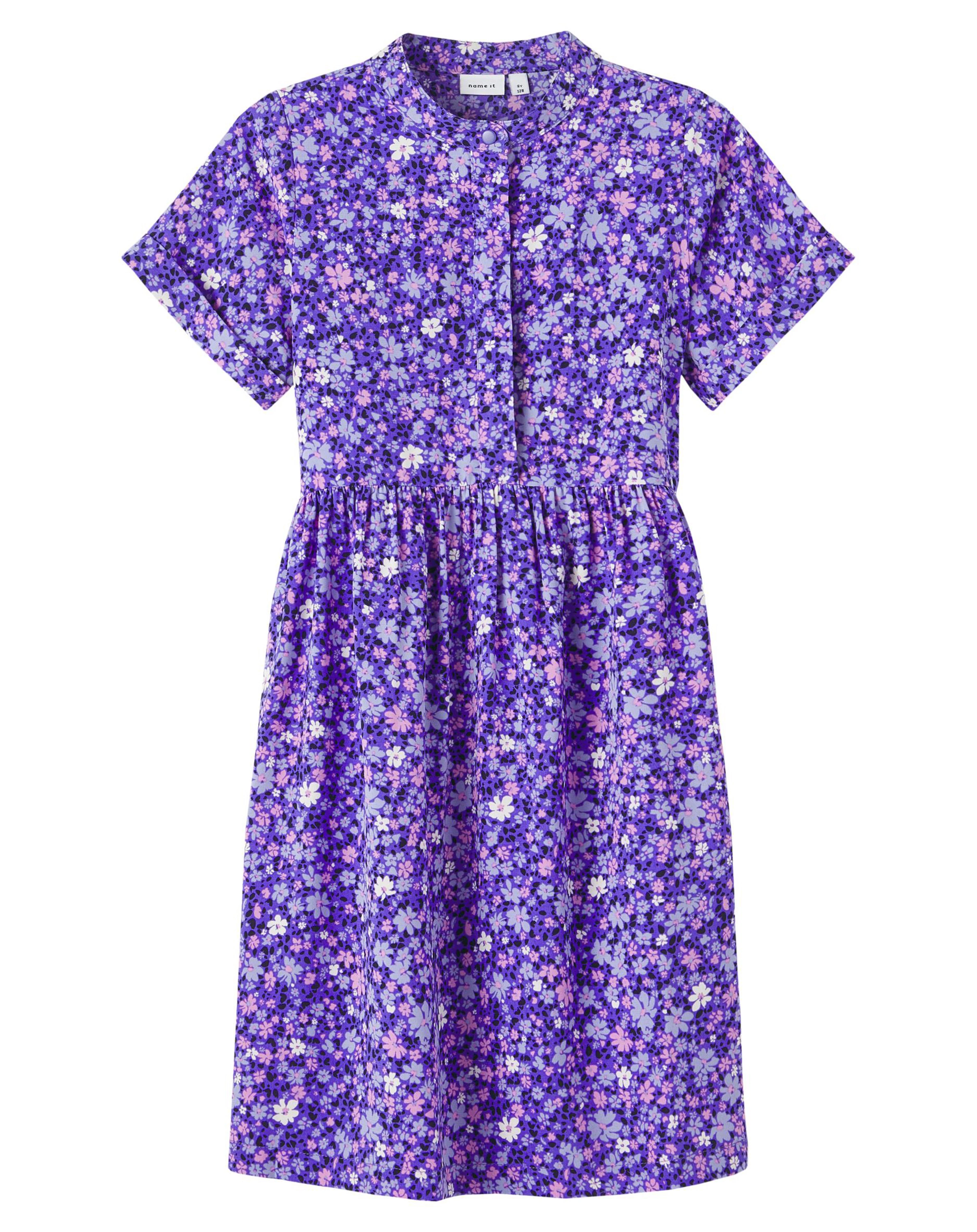Kurzarmkleid NKFFANN geblümt in purple opulence