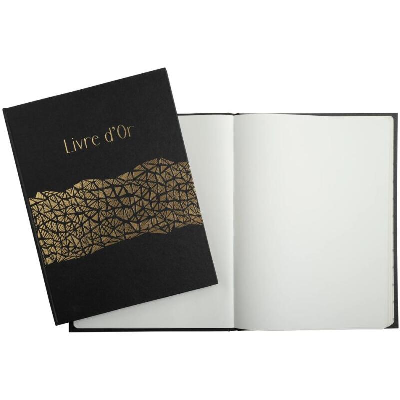 Livre d'or 100 pages tranche or Aramy - noir