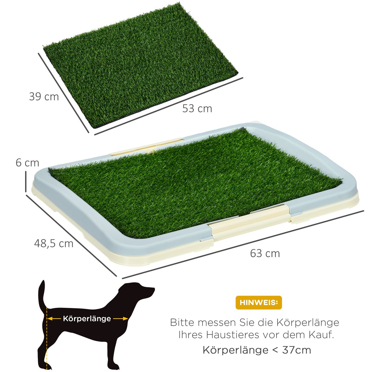 PawHut Hondentoilet, 63L x 48,5B x 6H cm, Kunststof, PE, Groen
