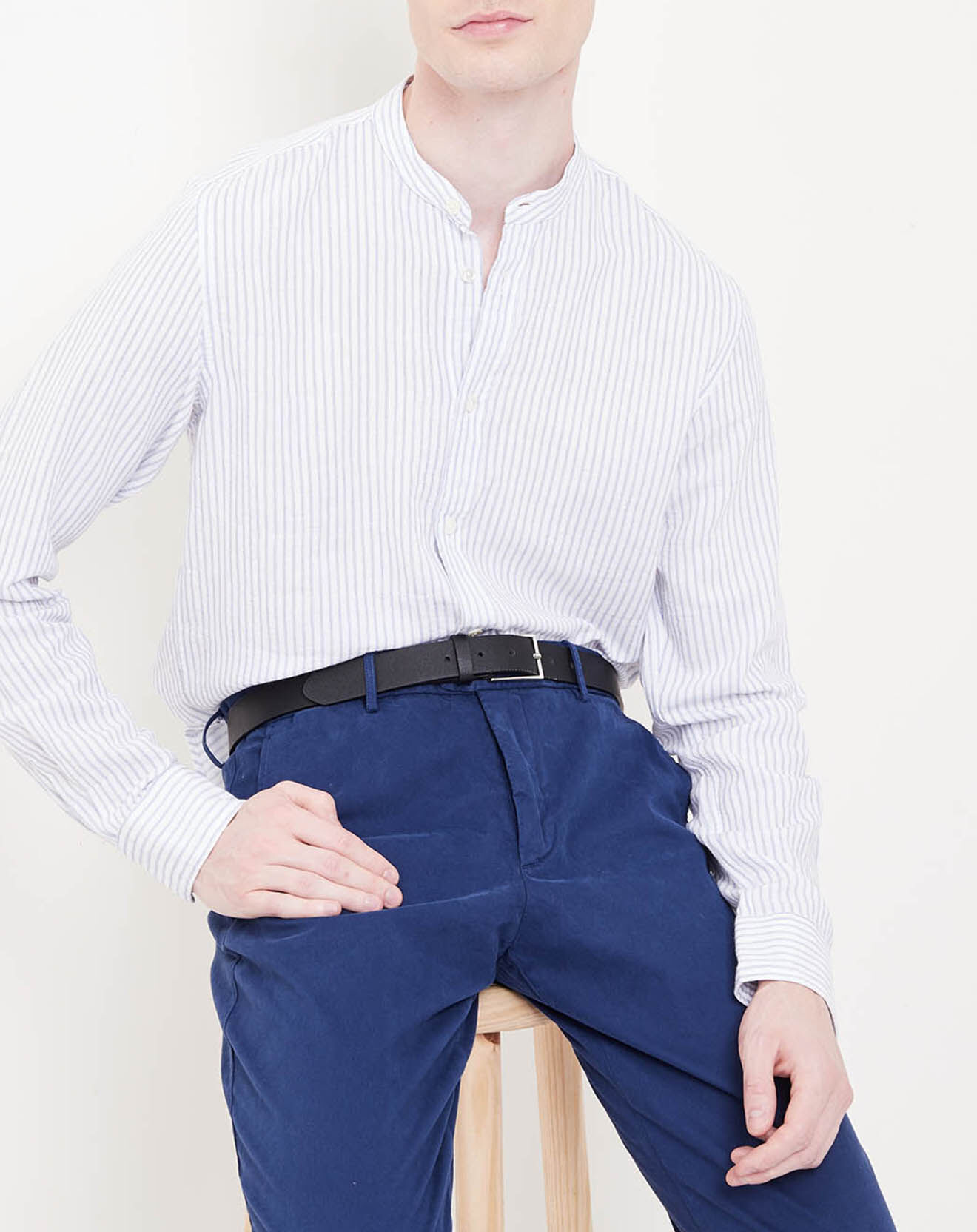 Hartford Chemise Slim Sunny à fines rayures bleu/blanc