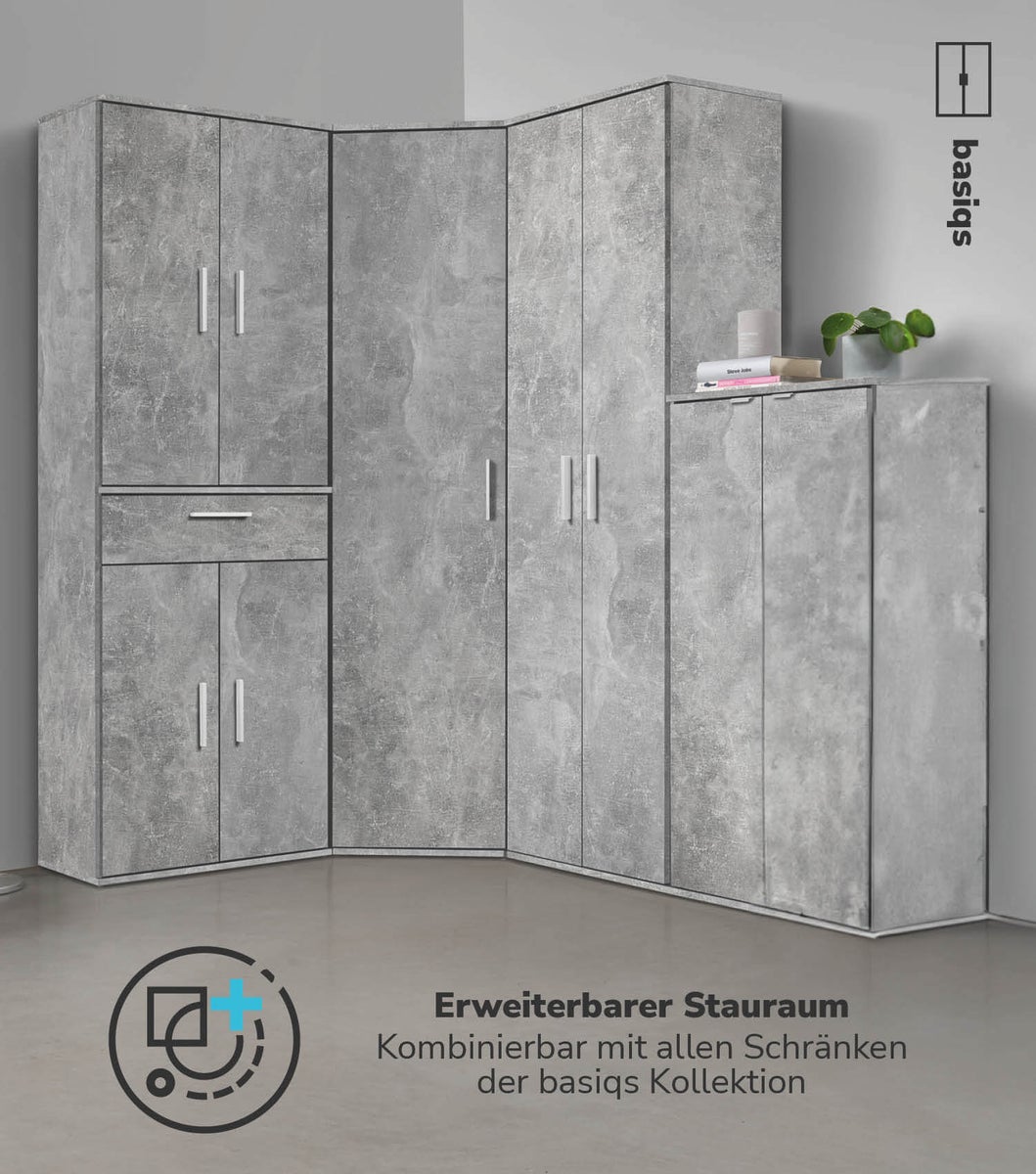 mokebo hoekkast in grijs 'The Long One', kast, opbergkast of multifunctionele kast
