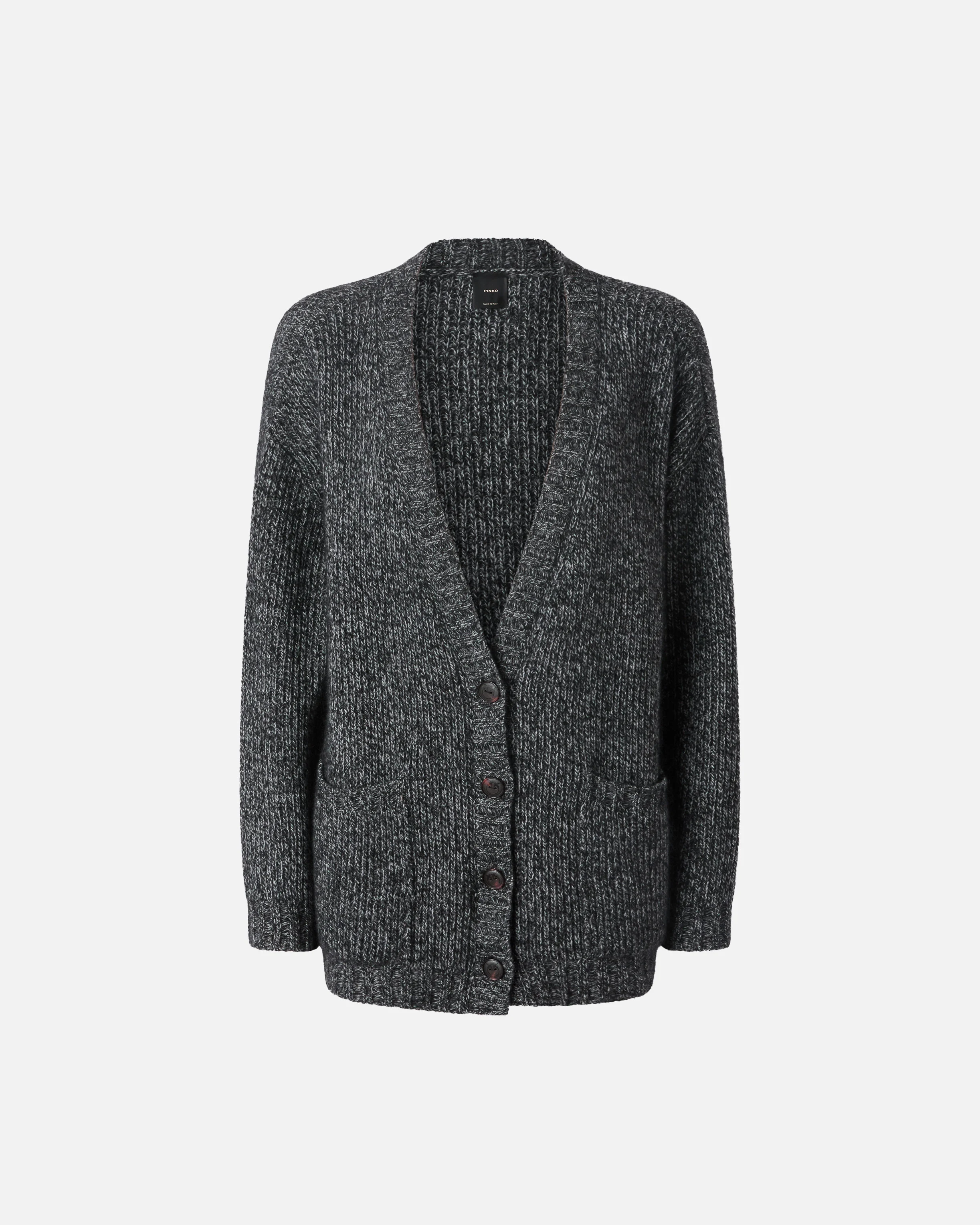 Cardigan côtelé à col v en alpaga mélangé | Multicolore