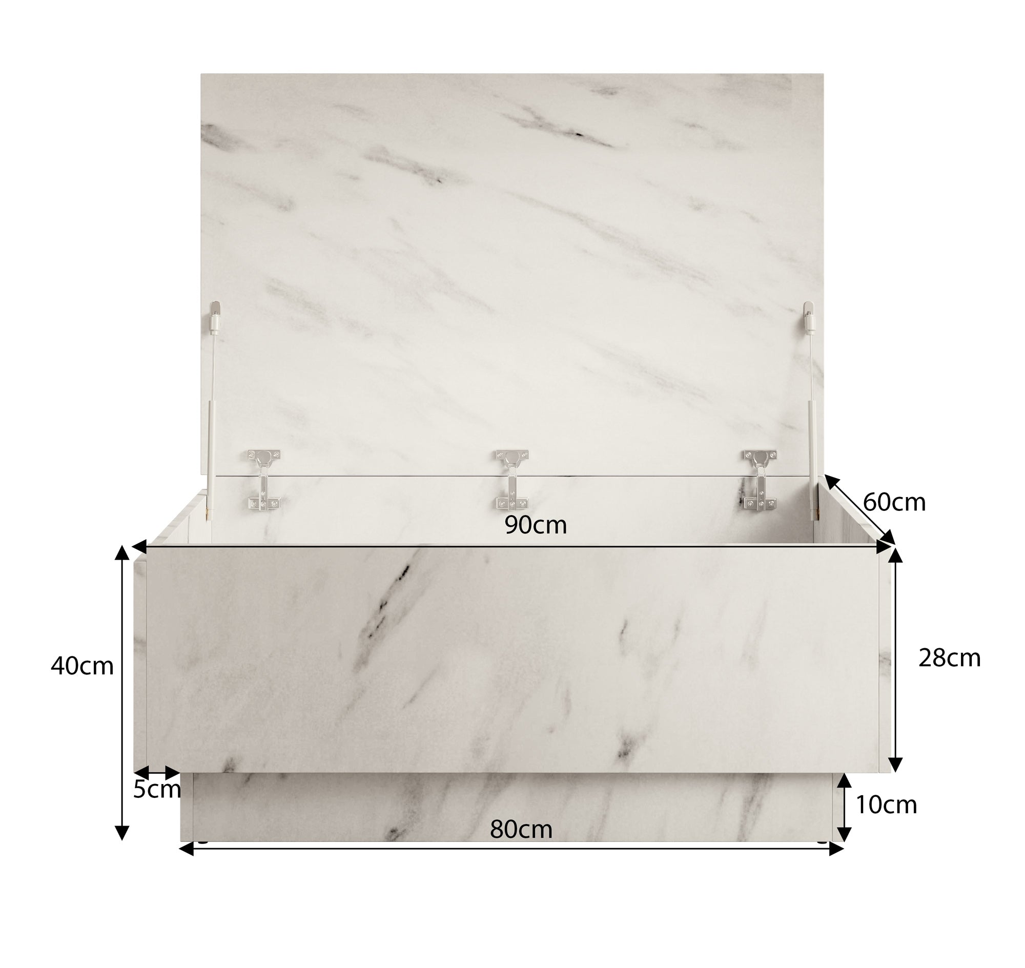 Micha - Salontafel met opbergruimte - Zwart marmerlook