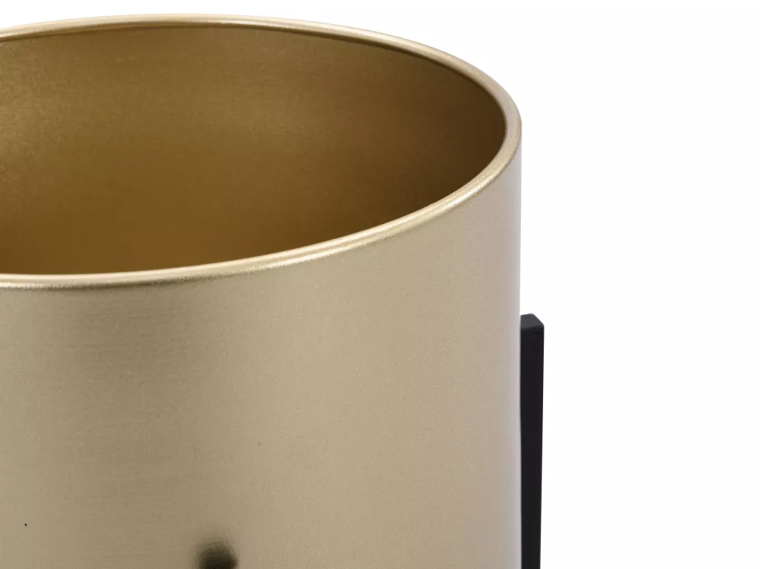 Lot de 2 cache-pots sur pied en métal - D. 25 x H. 39 et D. 23 x H. 35.5 - Doré et noir - EDMEE