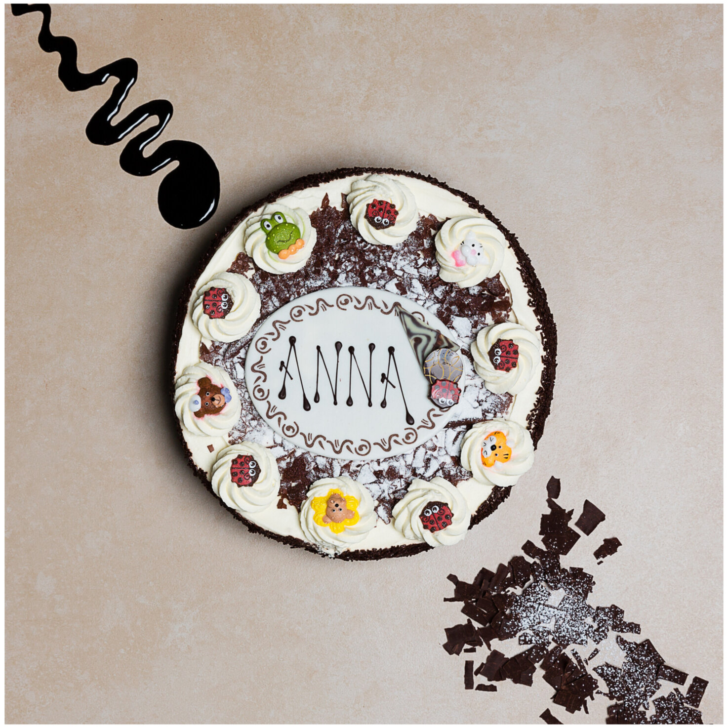 Schwarzwäldertorte ohne Alkohol Kinderdekor ohne Schrift 16cm