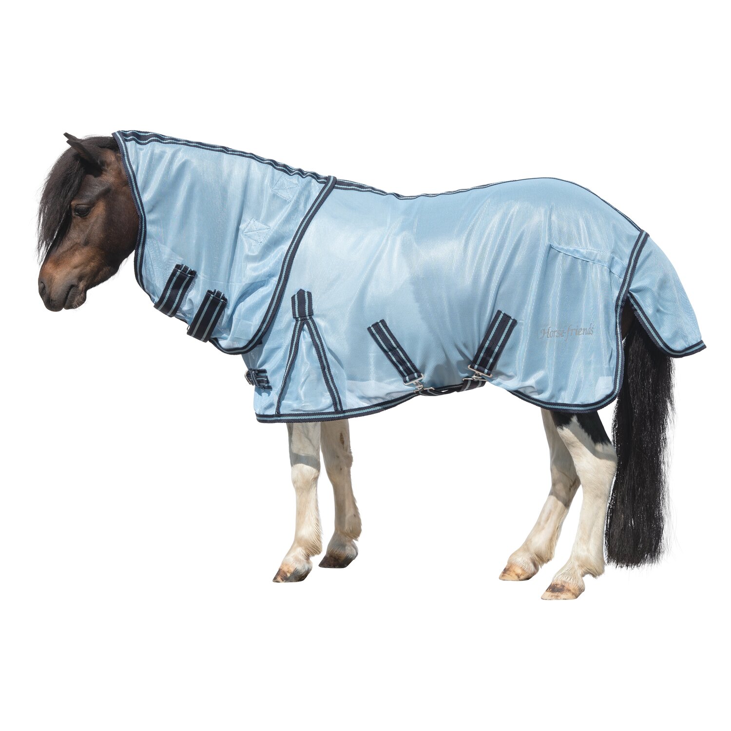 Horse-friends Fliegendecke mit Halsteil für Minishetty und Shetty.  - lightblue