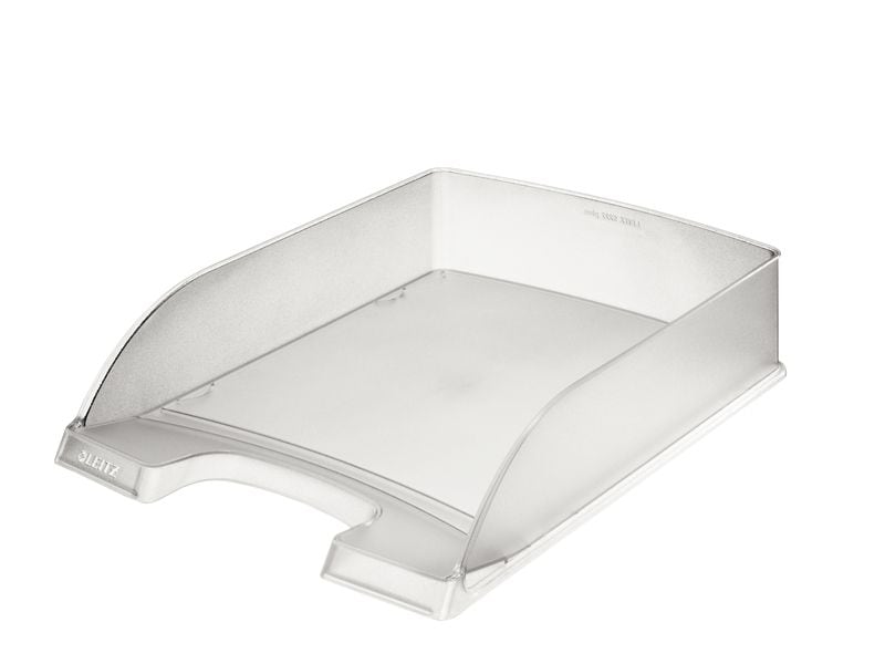 Leitz Ablagekorb Plus Standard Frost Transparent/Weiss Ablage für einen geordneten und übersichtlichen Schreibtisch