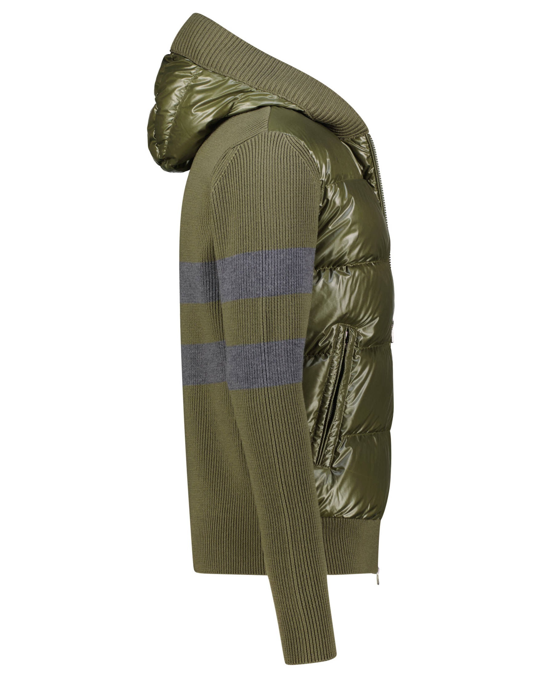 Moncler| Herren Strickjacke mit Kapuze und Daunen-Wattierung