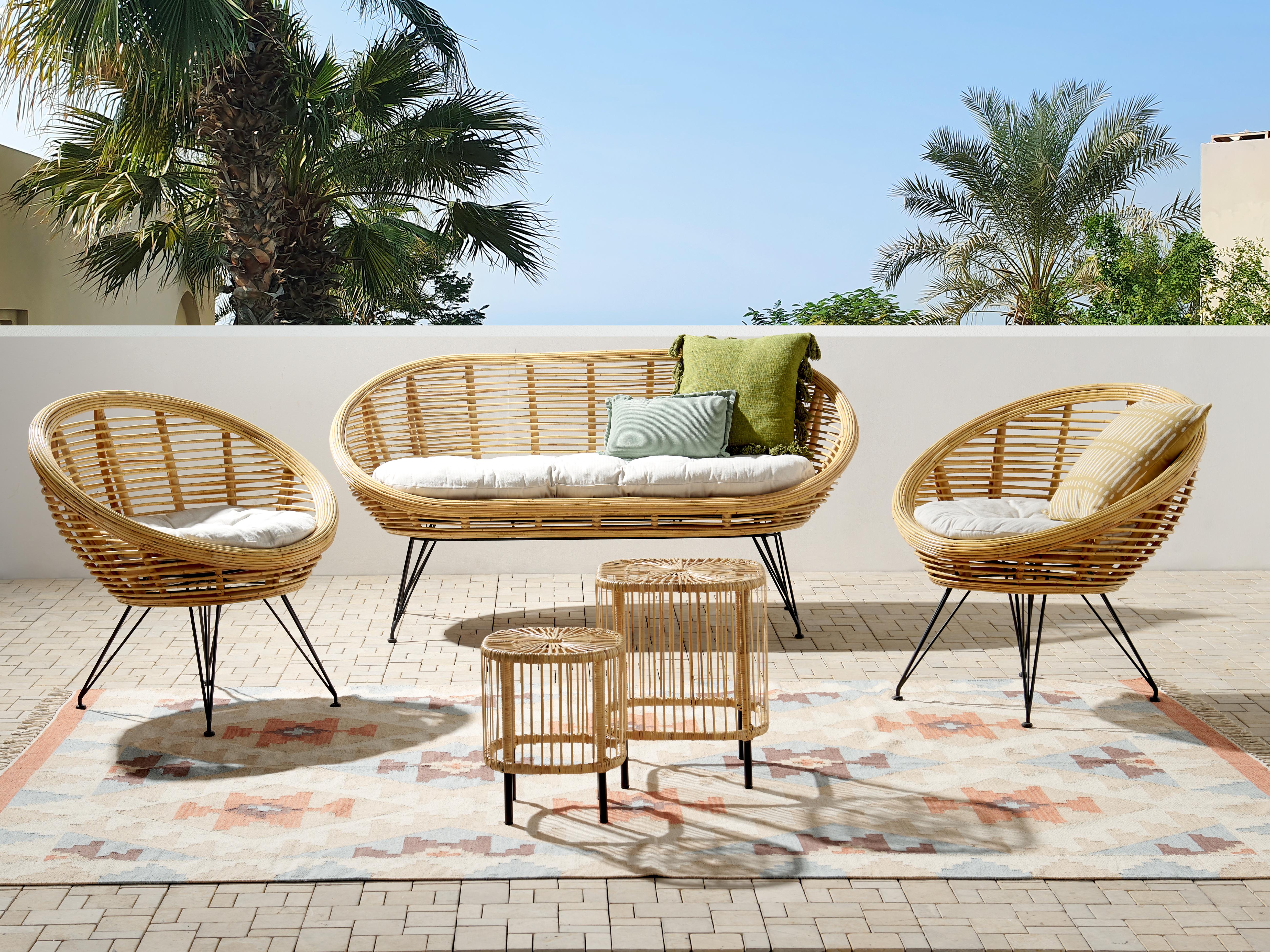 Loungeset met tafel 4-zits MARATEA/CESENATICO Rotan Natuurlijk