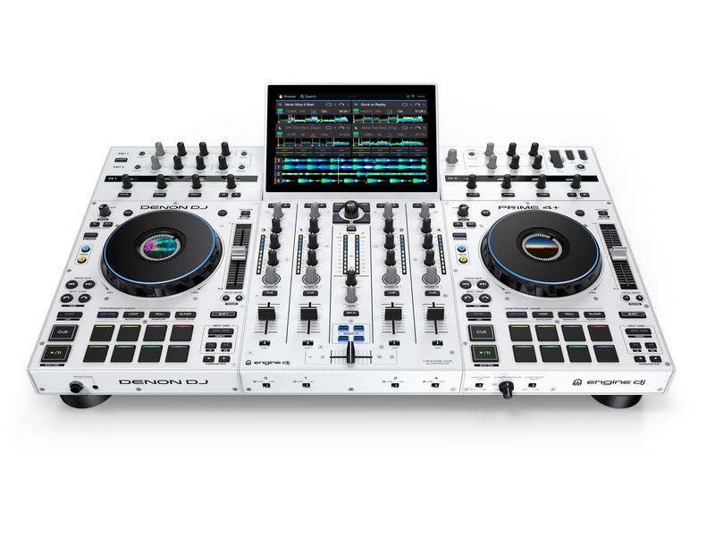 Denon DJ DJ-Controller Prime 4  Special Edition White 4-Deck Standalone-DJ-Controller mit Stems