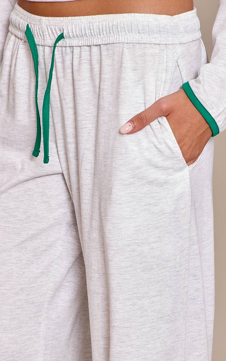 Gris Cendré Jogging Décontracté En Coton Avec Cordon De Serrage Contrasté