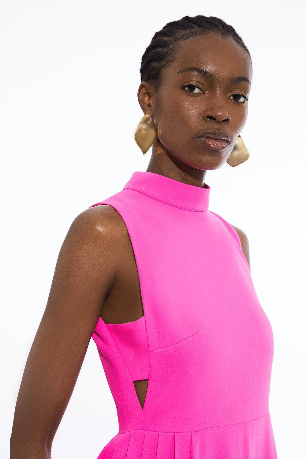 KarenMillen Petite Robe Midaxi Petite à Panneaux Plissés sur Mesure