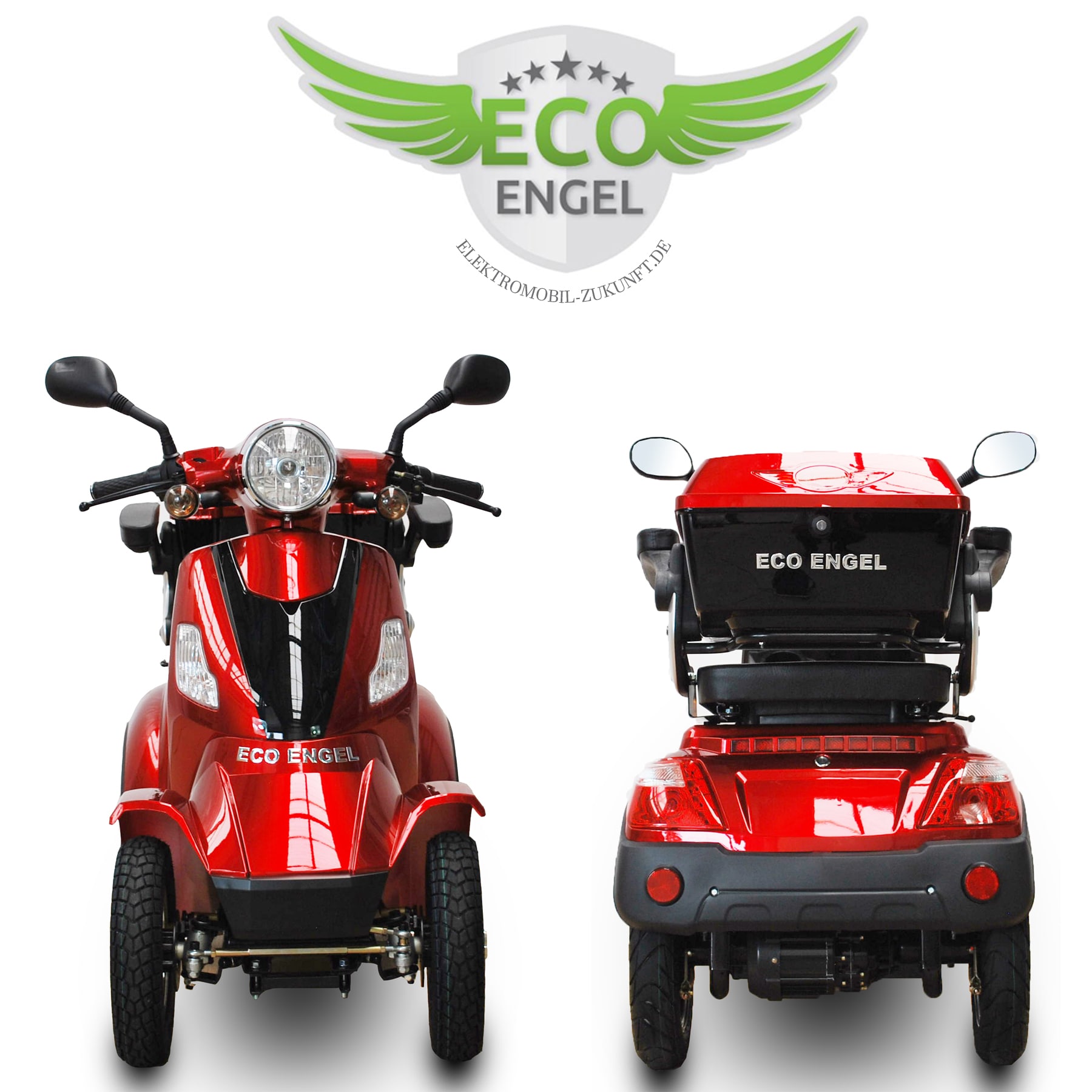 ECO ENGEL 510 E-Scooter 4 Räder25 km/h Seniorenmobil, Rot - versch. Farben