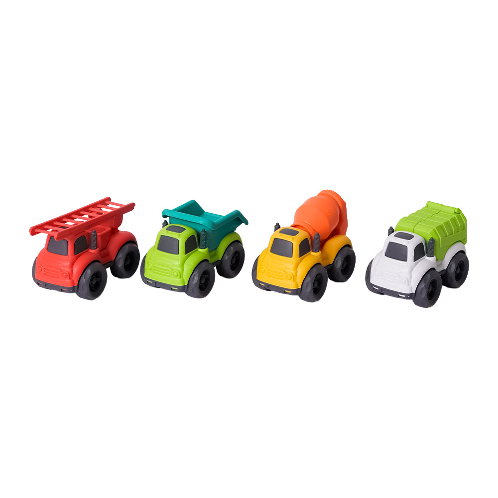 Speelgoedtopdeals Bioplastic Vrachtwagenset 4-delig cartoon - 10.5 cm