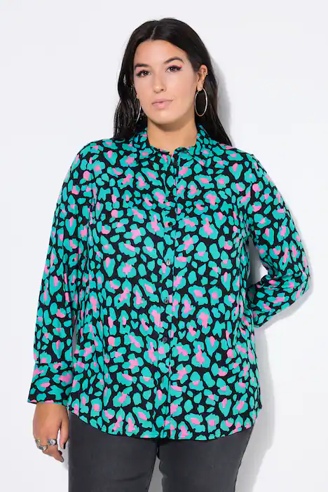 Hemdbluse, Straight Shape, Color-Leo, schwarz