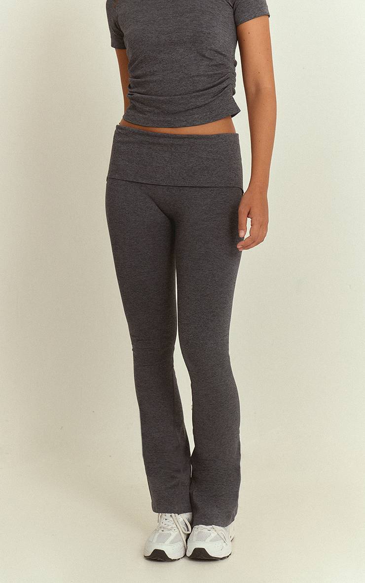 Charbon Pantalon De Yoga Sans Couture Chiné À Taille Repliable