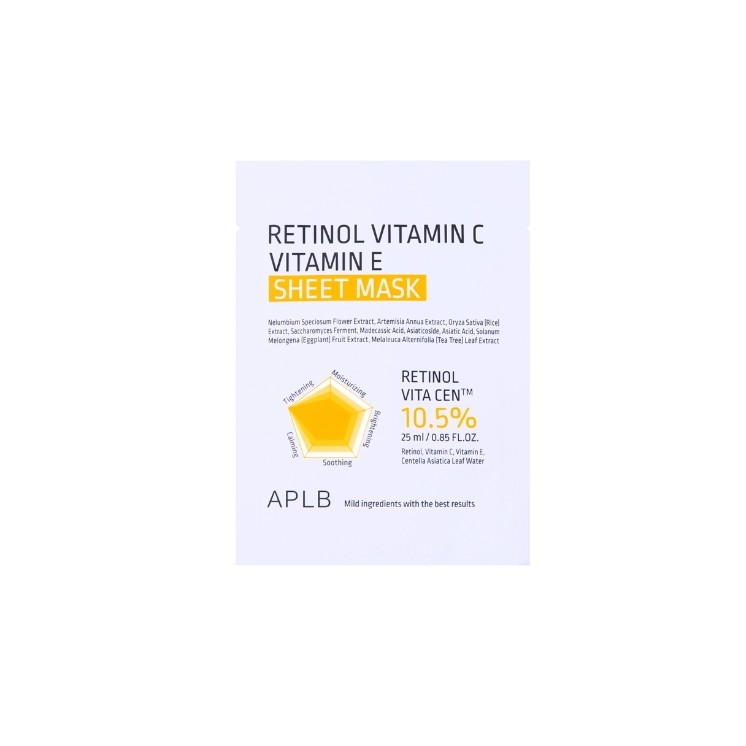 APLB Retinol Vitamin C Vitamin E Tuchmaske Tuchmaske mit Retinol und Vitamin C und E 1 Stück - 25 ml