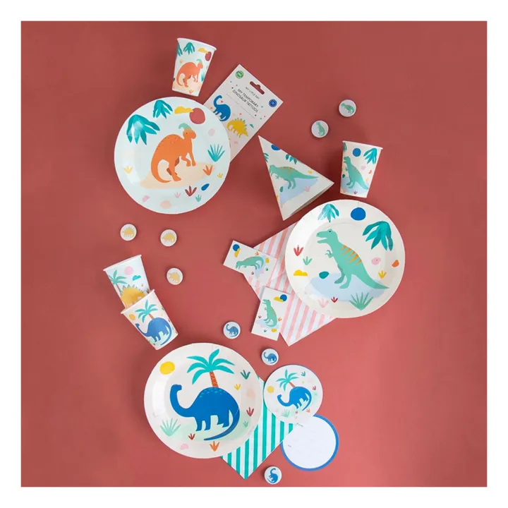 My Little Day Assiettes en carton Dinos - Lot de 8