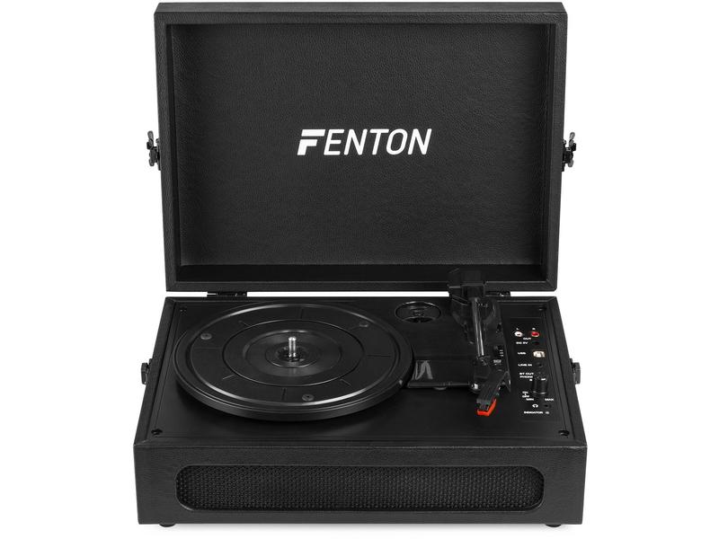 Fenton Plattenspieler mit Bluetooth RP118B Schwarz Hochwertiger Plattenspieler im Kofferdesign