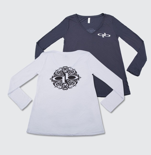 Quickblade Womens Long Sleeve V Neck Light Grey / White