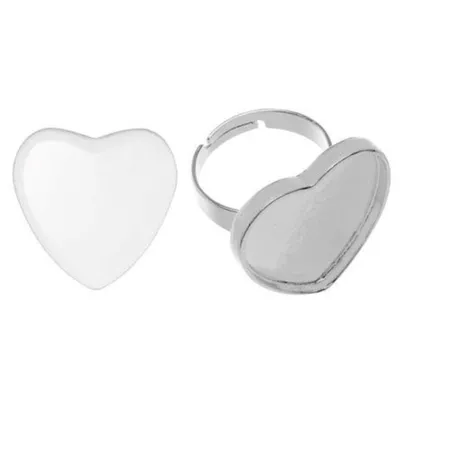 Glorex Fingerring herzform silberfarben 25 x 27 mm