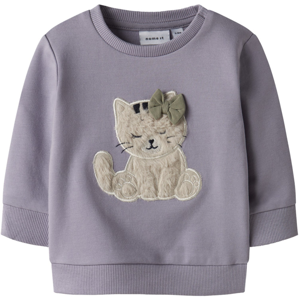 Køb Name It Lavender Gray Nbftacathy Ls Sweat Bru