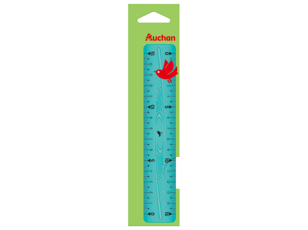 RÉGUA FLEXÍVEL AUCHAN AZUL 15CM