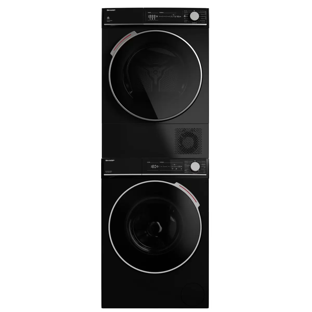 Set Waschmaschine und Trockner Sharp Waschturm 9kg, schwarz Schwarz