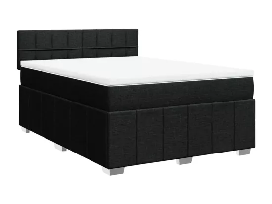 Sommier à lattes de lit avec matelas Noir 140x190 cm Tissu