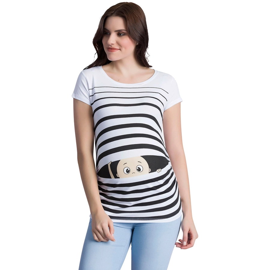 M.M.C. Umstandsshirt Guck Guck mit Motiv Weiß