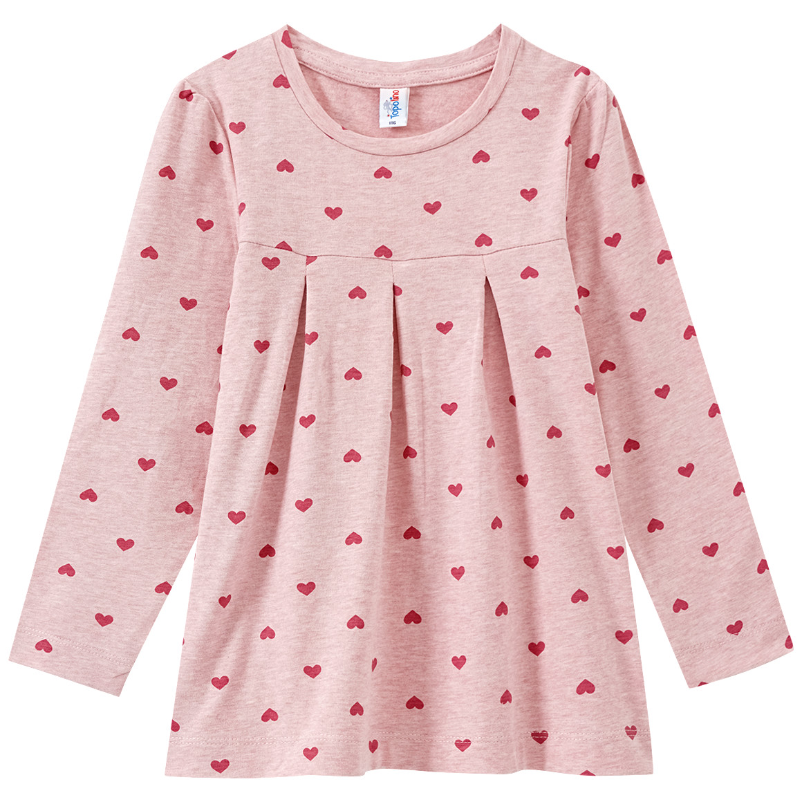 Topolino Mädchen Langarmshirt mit Herz-Allover rosa