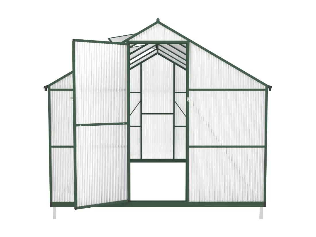 Serre de jardin en polycarbonate et aluminium - 7,48 m² - Vert - ASTELIA