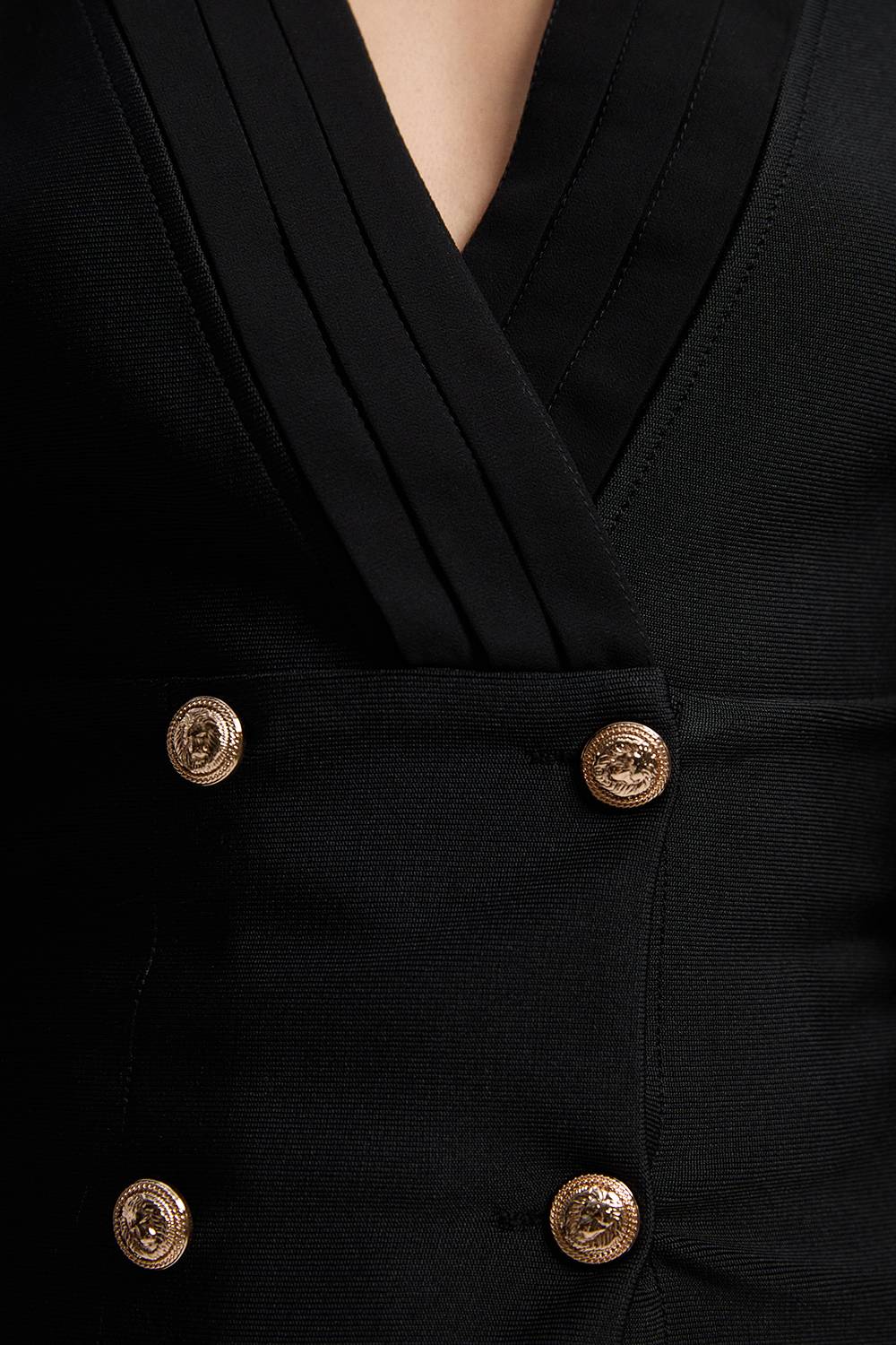 KarenMillen Haut Blazer Tricoté à Boutons Militaires Mélange Tissé Forme Ajustée