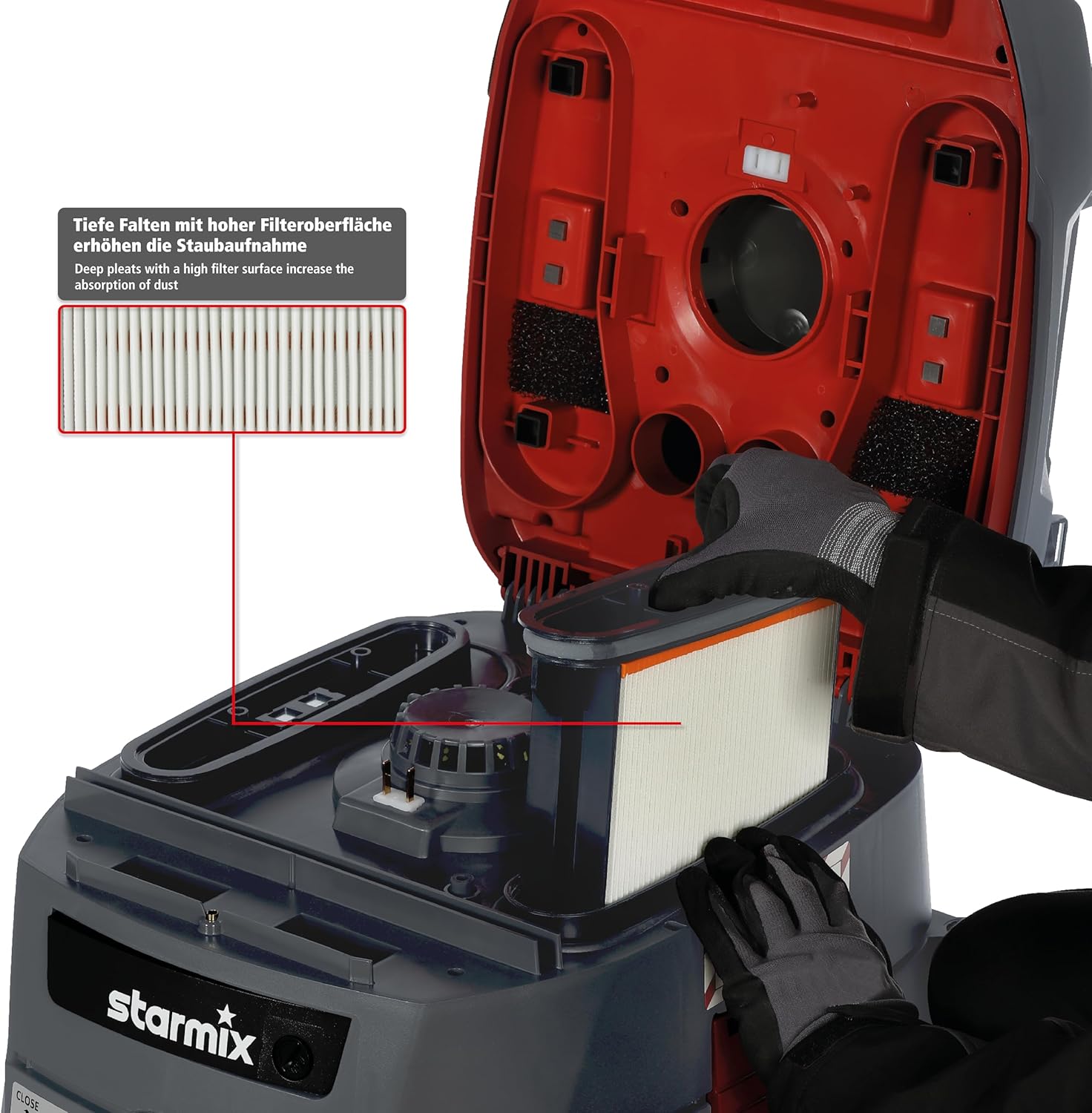 starmix iPulse H-1635 Safe Plus – Industriestaubsauger Staubklasse H, 280 mbar, 35l – automatische Filterabreinigung, HEPA H14-Filter – DIN-zertifizierter & BG-BAU-förderfähiger Sicherheitssauger
