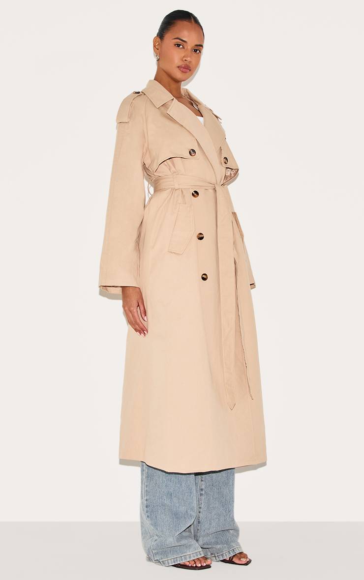 Beige Trench-coat Ceinturé À Double Boutonnage