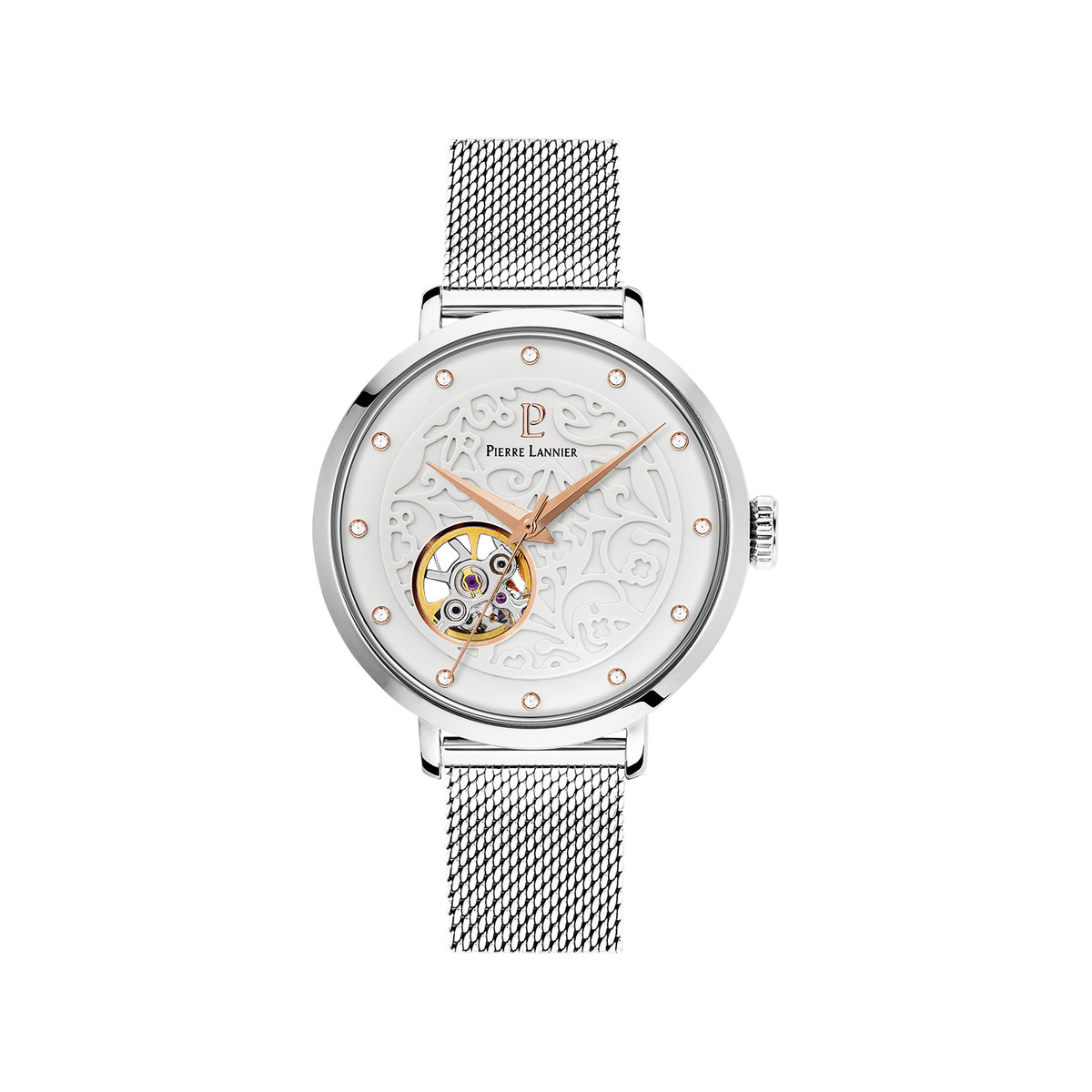 Montre Pierre Lannier femme automatique acier bracelet maille milanaise