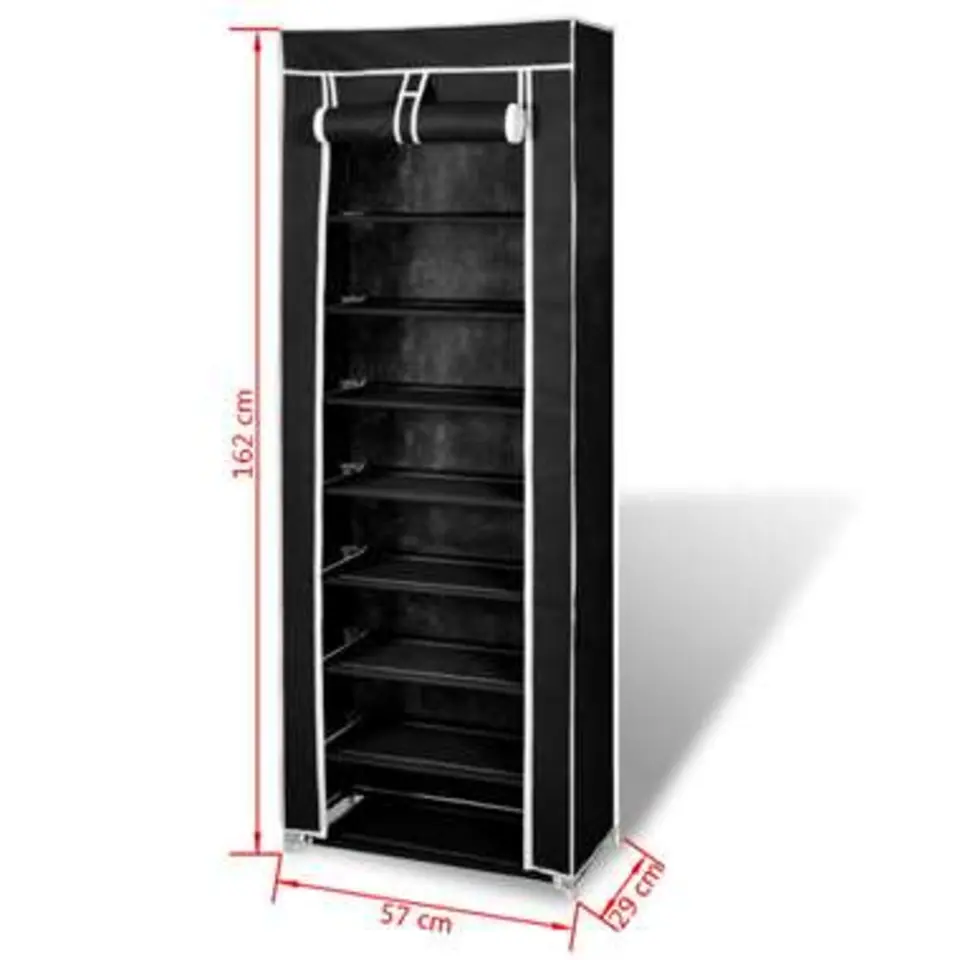 vidaXL - Schoenenkast - Zwart - Stof - 57 x 29 x 162 cm