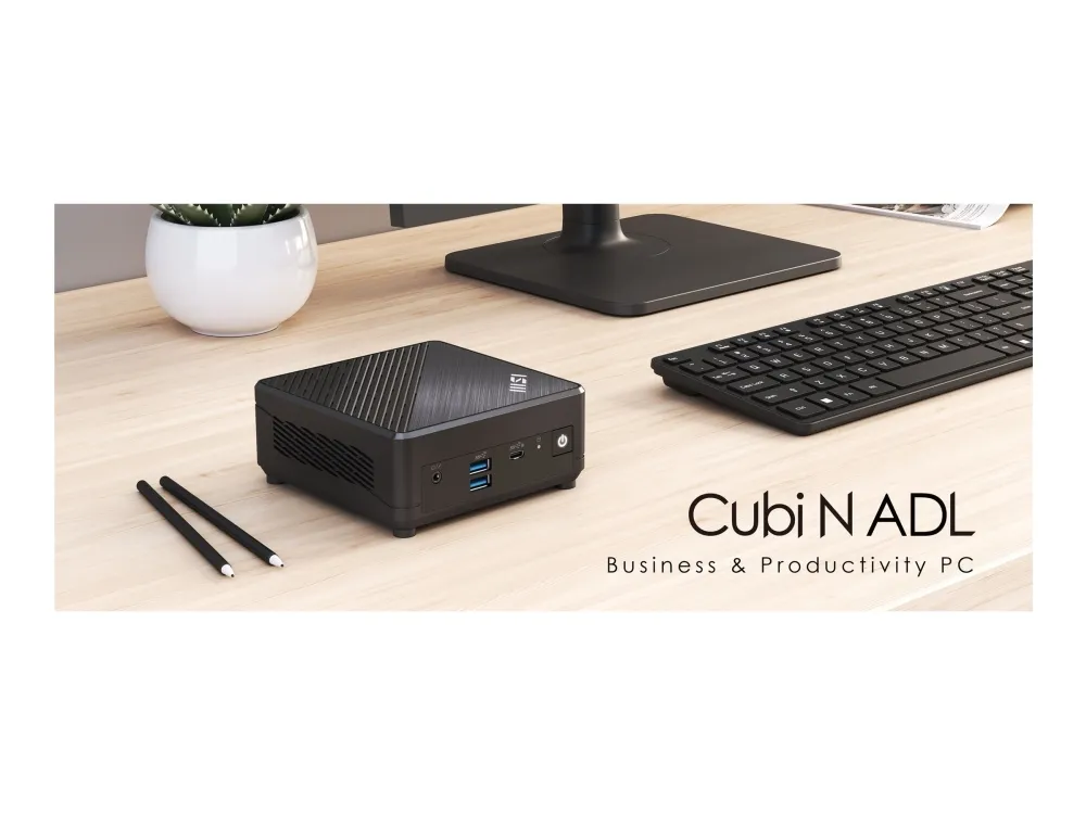MSI Cubi N ADL 002EU - Mini PC N-series N100 / op til 3.4 GHz - RAM 4 GB - SSD 128 GB - NVMe - UHD Graphics - Gigabit Ethernet - Win 11 Pro - skærm: ingen - sort