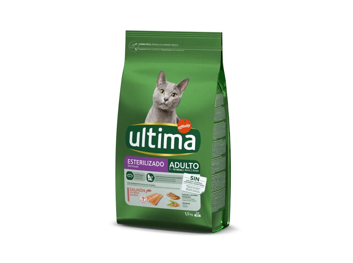 RAÇÃO PARA GATO ULTIMA ESTERILIZADO COM SALMÃO 1.5KG