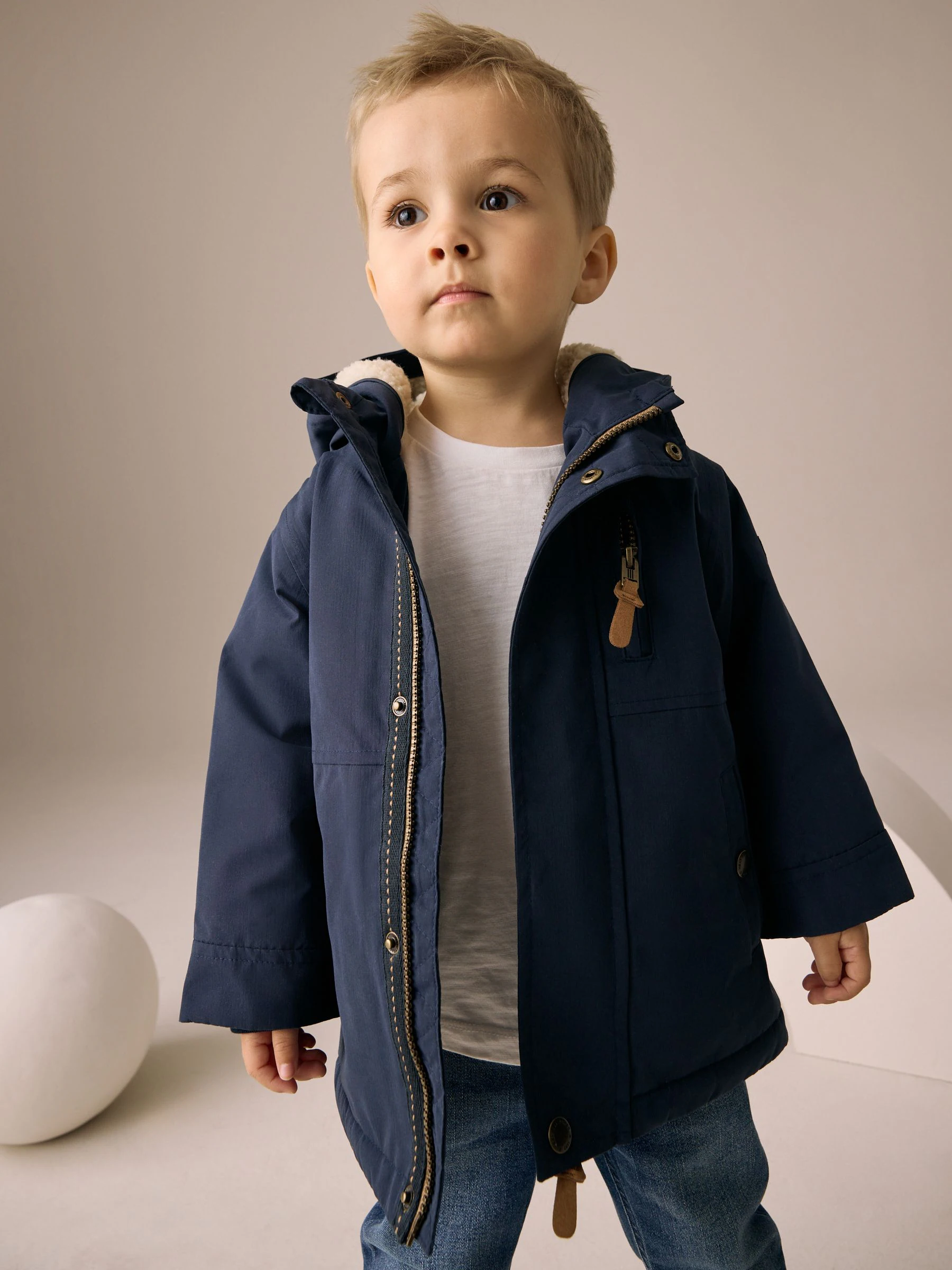 Marineblauw - Waterdichte parka met borgvoering (3mnd -7jr)
