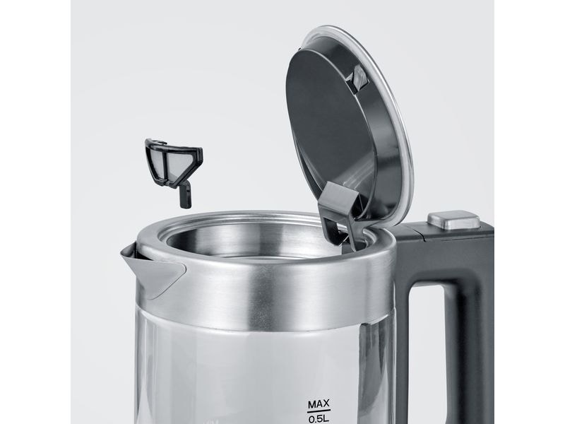 Severin Wasserkocher WK 3472 0.5 l, Grau/Silber Glaswasserkocher
