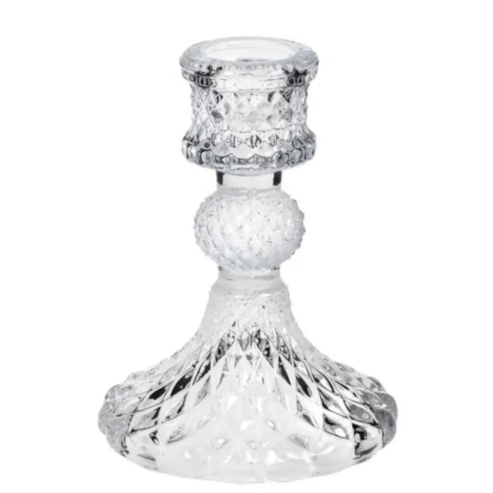 Concorde Kaarsen kandelaar - glas - luxe - 8 x 10 cm
