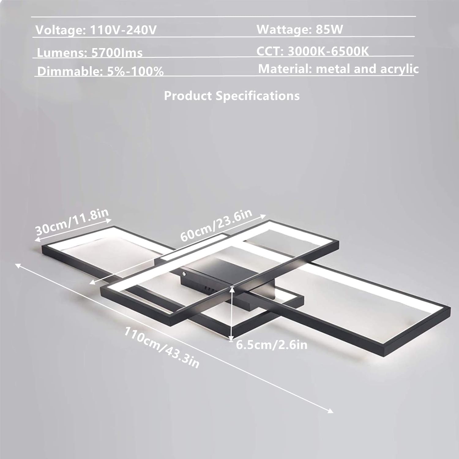Dimmbar Deckenleuchte LED Mit Fernbedienung,Rechteckig Leuchten Deckenlampe Mit Memory Funktion,2700K-6500K Warm Natur Kalt Weiß Deckenpanel Für Schlafzimmer Wohnzimmer Küche Schmücken