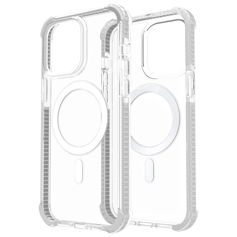 iPhone 14 Pro MagSafe Hybrid Hülle TPU Bumper Acryl Rückseite Air Cushion Fallschutz - Weiss / Transparens