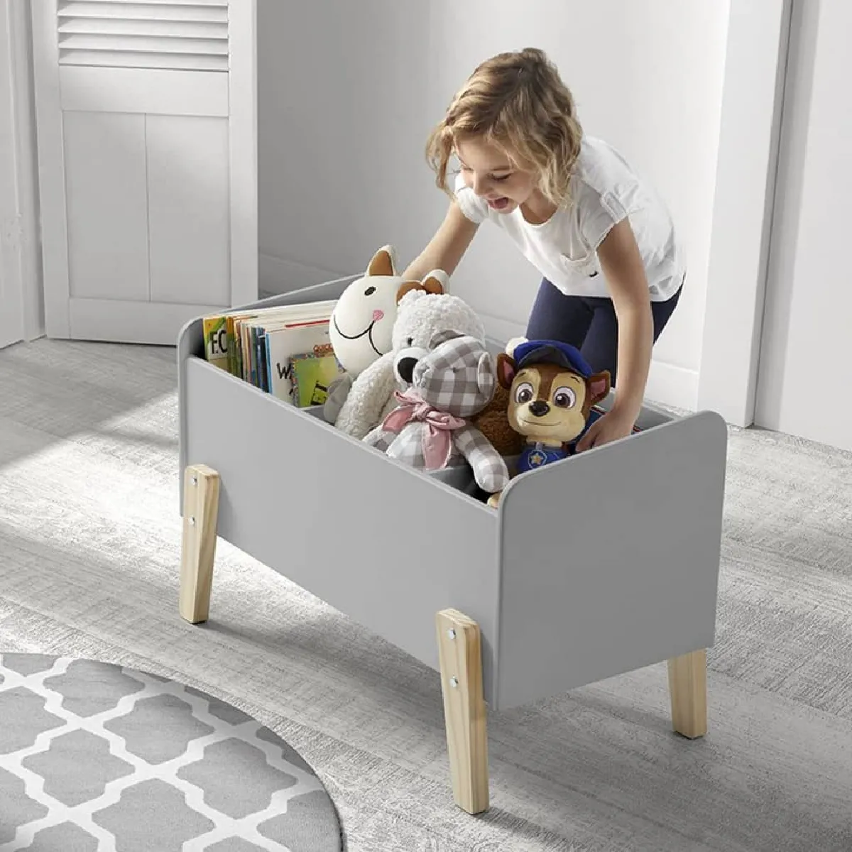 Vipack Boîte à jouets Kiddy - Gris froid