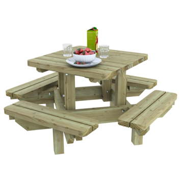 Kinder picknicktafel Julia grenen hout 120 x 120 x 64 cm